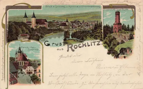 AK Rochlitz Petrikirche Friedrich August Turm Sachsen 1904 Postkarte Litho