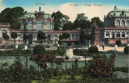 AK Dresden Wall Pavillion Königlicher Zwinger Sachsen 1915 Feldpostkarte