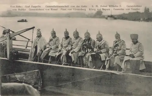 AK 1.WK Kaiser Wilhelm II König Generäle Adel gelaufen Patriotika Marine Stempel