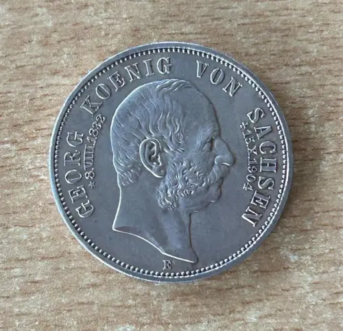 5 Mark 1904 E Georg König von Sachsen - Auf Seinen Tod - Silbermünze
