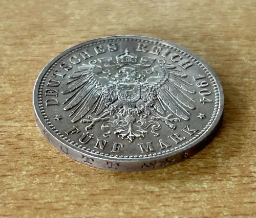 5 Mark 1904 E Georg König von Sachsen - Auf Seinen Tod - Silbermünze