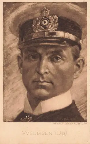 AK 1.WK Kapitänleutnant Otto Weddigen Marine Portrait ungelaufen Patriotika