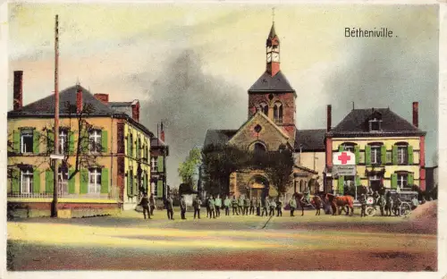 AK 1.WK Bétheniville Soldaten Rotkreuz Frankreich Patriotika Postkarte