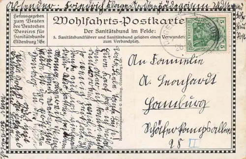 AK 1.WK Sanitätshundführer Sanitätshund Soldaten Rotkreuz 1915 Patriotika