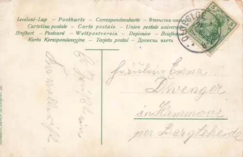 AK 1.WK Musterung Tauglich zu allen Truppengattungen 1908 gelaufen Patriotika