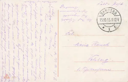 AK 1.WK Fahr wohl Ulanen Soldat Frau Portrait 1915 gelaufen Patriotika Postkarte