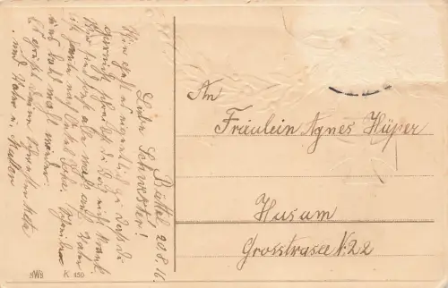 AK 1.WK Spruchkarte Zum Heldentode mahnen EK2 1916 gelaufen Patriotika Geprägt