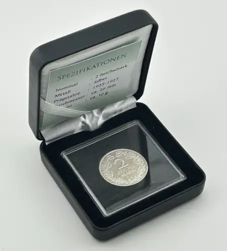 2 Reichsmark "Kursmünze - Eichenlaub-Adler" 1926 -E in Etui mit Zertifikat