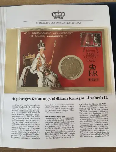 Album Numisbriefe der Monarchien Europas 6 X Briefe mit Münzen