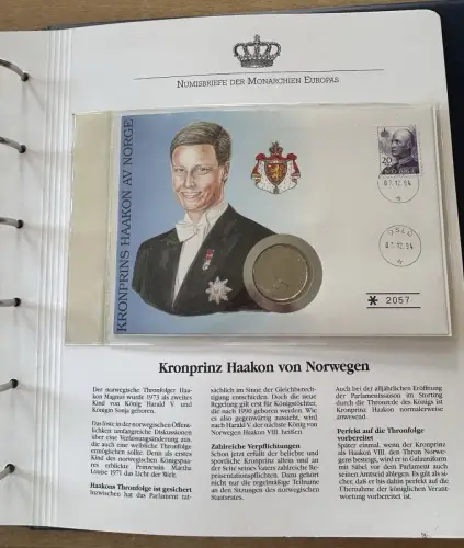 Album Numisbriefe der Monarchien Europas 6 X Briefe mit Münzen