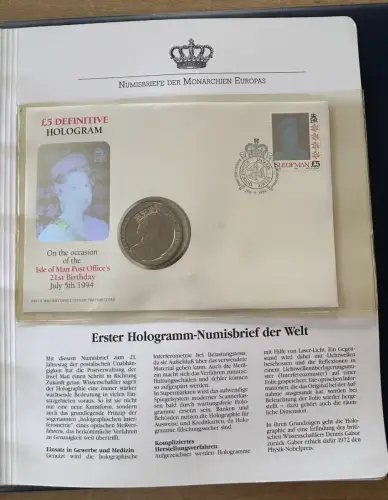 Album Numisbriefe der Monarchien Europas 6 X Briefe mit Münzen