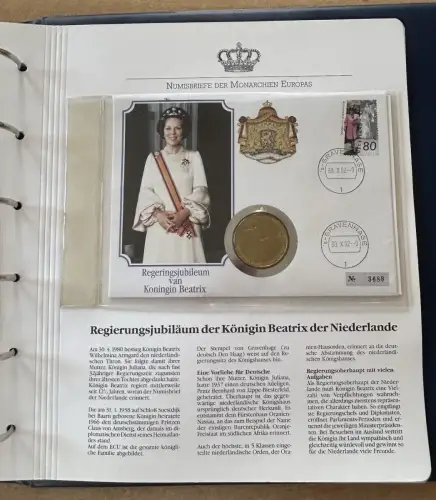 Album Numisbriefe der Monarchien Europas 6 X Briefe mit Münzen