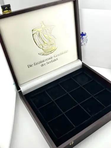 Leer Holz Etui faszinierende Geschichte der Seefahrt für 12 Münzen Medaillen