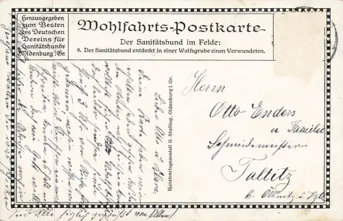 AK 1.WK Sanitätshund entdeckt Verwundeten Wolfsgrube gelaufen Patriotika