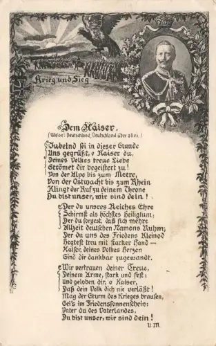 AK 1.WK Spruchkarte Krieg und Sieg Dem Kaiser Wilhelm II 1916 Patriotika