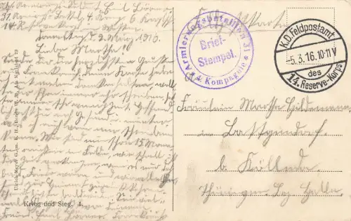 AK 1.WK Spruchkarte Krieg und Sieg Dem Kaiser Wilhelm II 1916 Patriotika