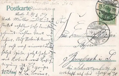 AK Berlin Neue Wache Straßenbahn Berlin 1909 gelaufen Postkarte