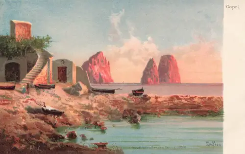 AK Capri Segelboote Faraglionifelsen Italien ungelaufen Postkarte