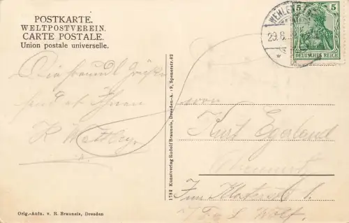 AK Sächsische Schweiz Lilienstein Sachsen 1909 gelaufen Postkarte