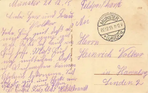 AK Munster Truppenübungsplatz Kasernenanlage Niedersachsen 1915 Feldpostkarte