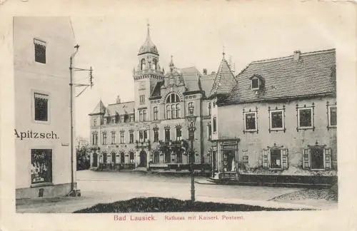 AK Bad Lausick Rathaus Postamt Sachsen 1919 gelaufen Postkarte
