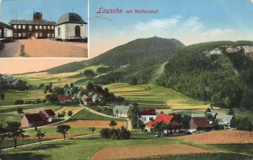 AK Lausche mit Waltersdorf Stadtansicht Sachsen 1923 gelaufen Postkarte