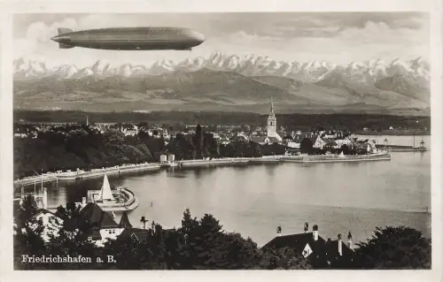 AK Friedrichshafen Bodensee Zeppelin Alpen Baden-Württemberg 1931 Postkarte