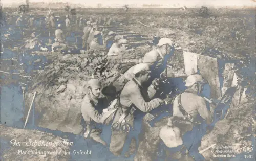 AK 1.WK Im Schützengraben EAS 1931 Maschinengewehr Soldaten 1915 Postkarte