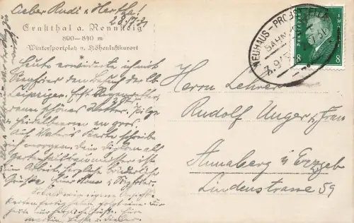 AK Ernstthal Höhenluftkurort Wintersportplatz Sachsen 1928 gelaufen Postkarte