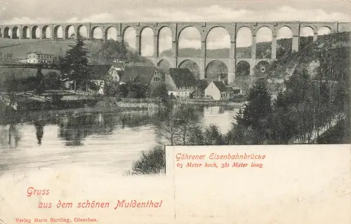 AK Muldenthal Göhrener Eisenbahnbrücke Sachsen 1922 Postkarte