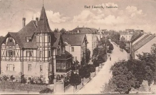 AK Bad Lausick Badstraße Sachsen 1919 gelaufen Postkarte