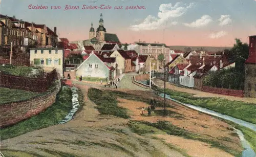 AK Eisleben Kirche Stadtansicht Sachsen-Anhalt gelaufen Feldpostkarte