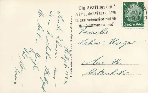 AK Stuttgart Schlossplatz Straßenbahn Baden-Württemberg 1934 gelaufen Postkarte