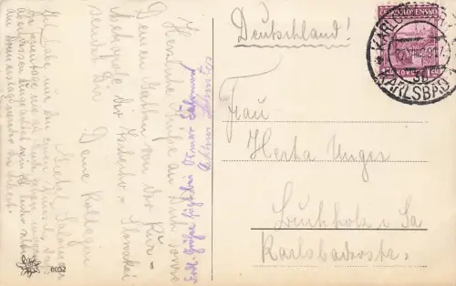 AK Karlsbad Karlovy Vary Panorama Stadtansicht Böhmen 1929 gelaufen Postkarte