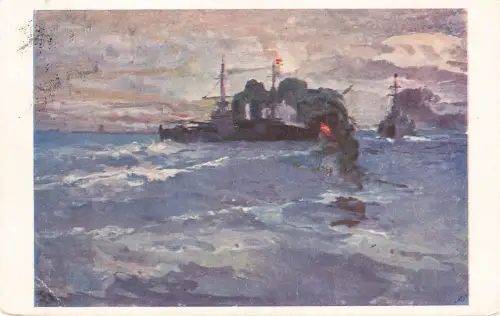 AK 1.WK Kreuzer Schiffe Marine Kriegsfürsorgekarte 1917 Patriotika Postkarte