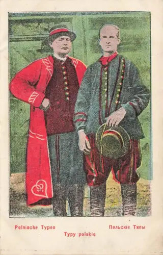 AK 1.WK Polnische Typen Typy polskie Portrait 1915 gelaufen Patriotika Postkarte