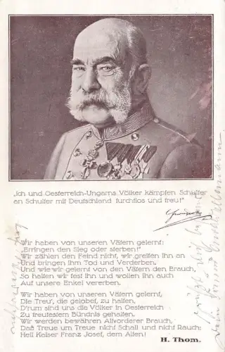 AK 1.WK Kaiser Franz Joseph Portrait Spruchkarte ungelaufen Patriotika Postkarte