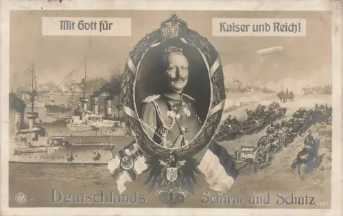 AK 1.WK Deutschlands Schirm und Schutz Marine Wilhelm II 1914 Patriotika