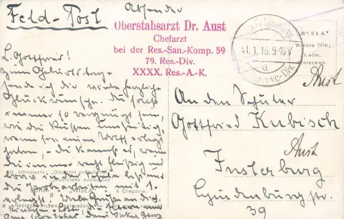 AK 1.WK Mutige Musiker 1916 gelaufen Patriotika Postkarte