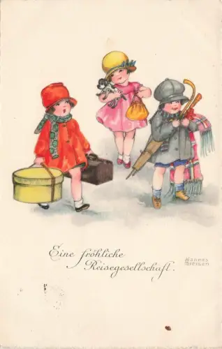 AK Hannes Petersen Eine Fröhliche Reisegesellschaft Kinder 1928 Künstlerkarte