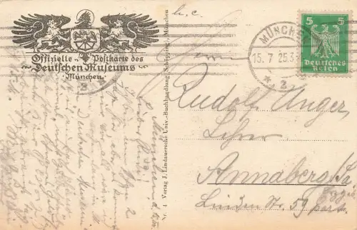 AK München Deutsches Museum Ansicht von Osten Bayern 1925 gelaufen Postkarte