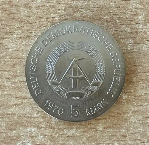 DDR 5 Mark 1970 Wilhelm Conrad Röntgen Gedenkmünze