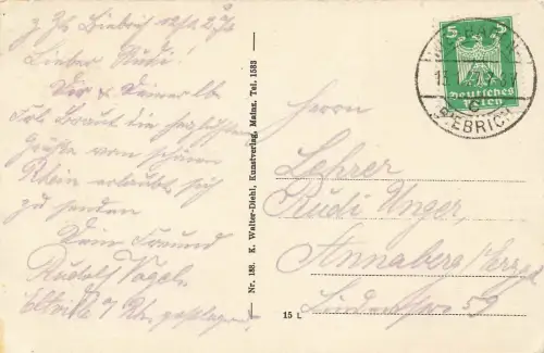 AK Biebrich a. Rhein Schloss Ausflugsboot Partie Hessen 1927 gelaufen Postkarte