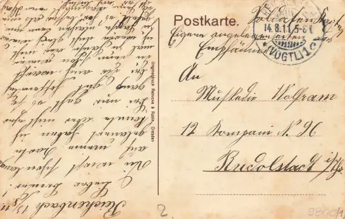 AK Reichenbach Moltke Straße Königliches Amtsgericht Sachsen 1911 Postkarte