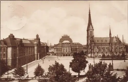 AK Chemnitz Museum Theater Petrikirche Sachsen 1926 gelaufen Postkarte