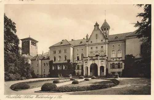 AK Waldenburg Fürstliches Schloss Garten Sachsen 1929 gelaufen Postkarte