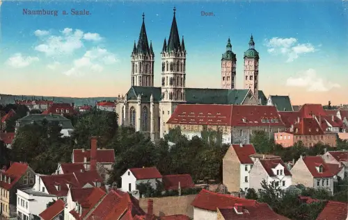 AK Naumburg a. Saale Dom und Teilansicht Sachsen-Anhalt ungelaufen Postkarte