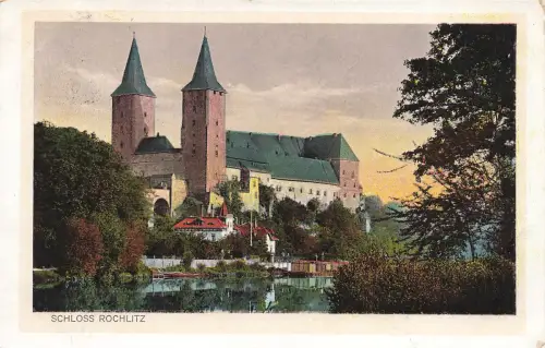 AK Rochlitz Schlossanlage Doppelturm an Zwickauer Mulde Sachsen 1930 Postkarte