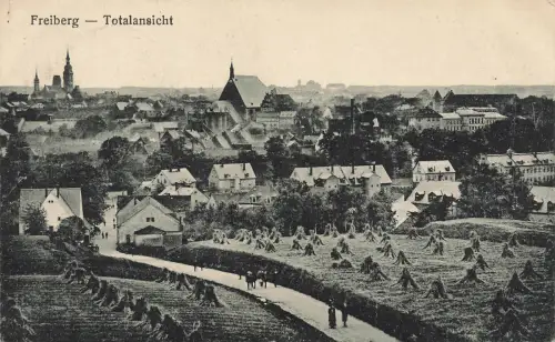 AK Freiberg Totalansicht Kirche Sachsen 1920 gelaufen Postkarte