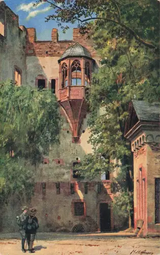 AK Heidelberg Schloss Heidelberg Baden-Württemberg H. Hoffmann Künstlerkarte